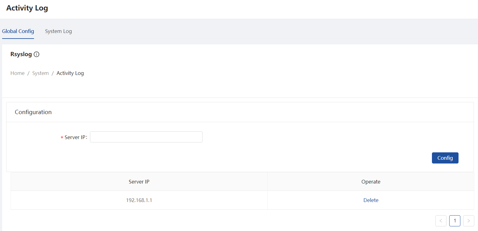 syslog config