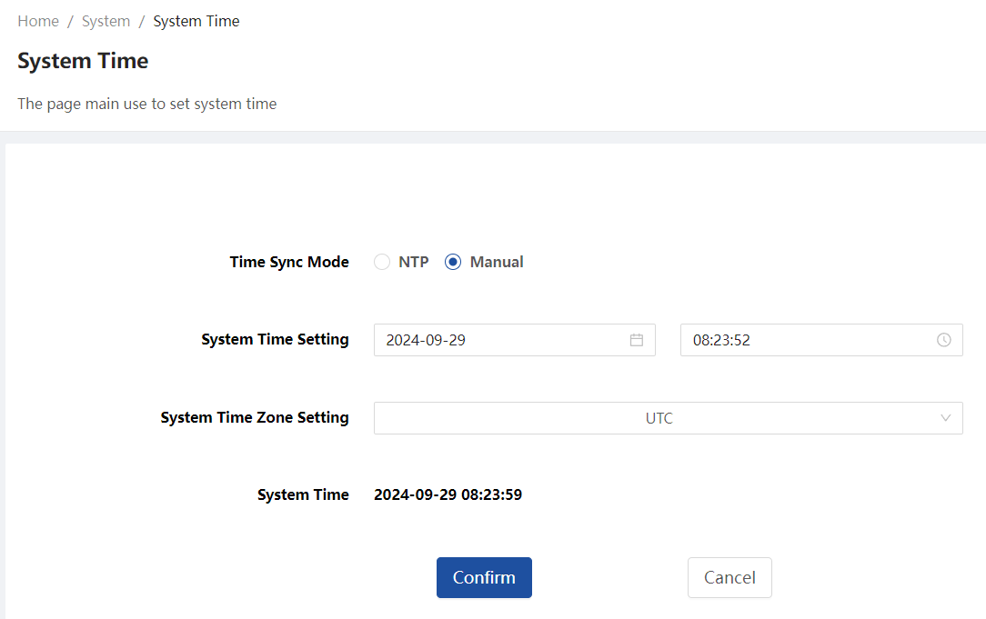 Manually configuring time
