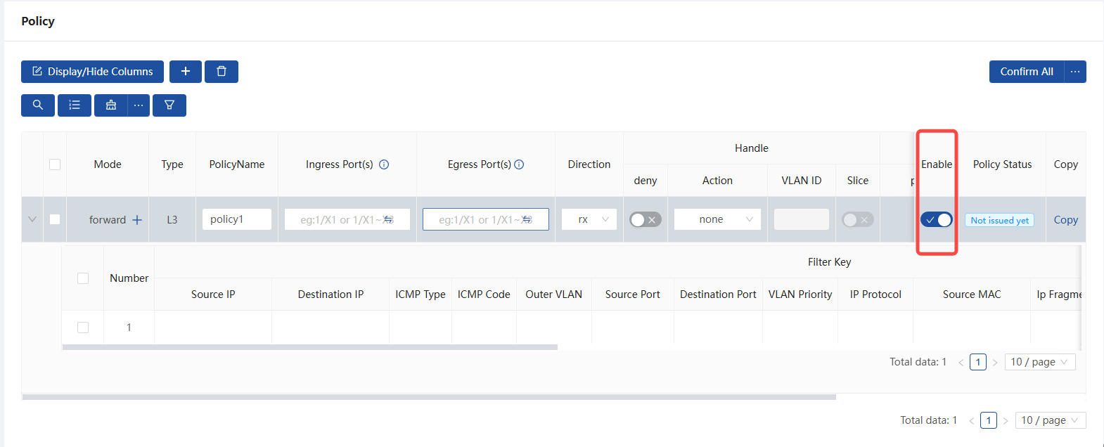 enable/disable a policy